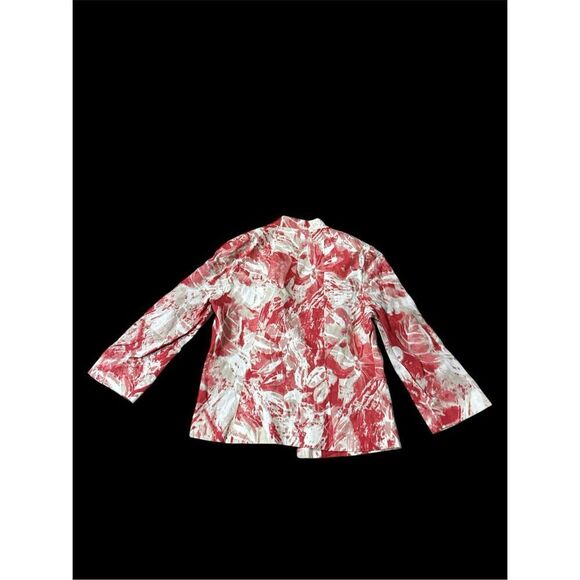 Louben linen blazer coral pink tan 10 M - Picture 2 of 8